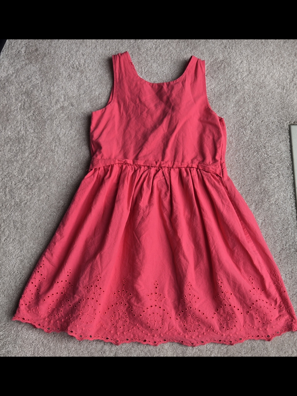 Carter's Bright Pink Sleeveless Eyelet Hem Cotton Dress